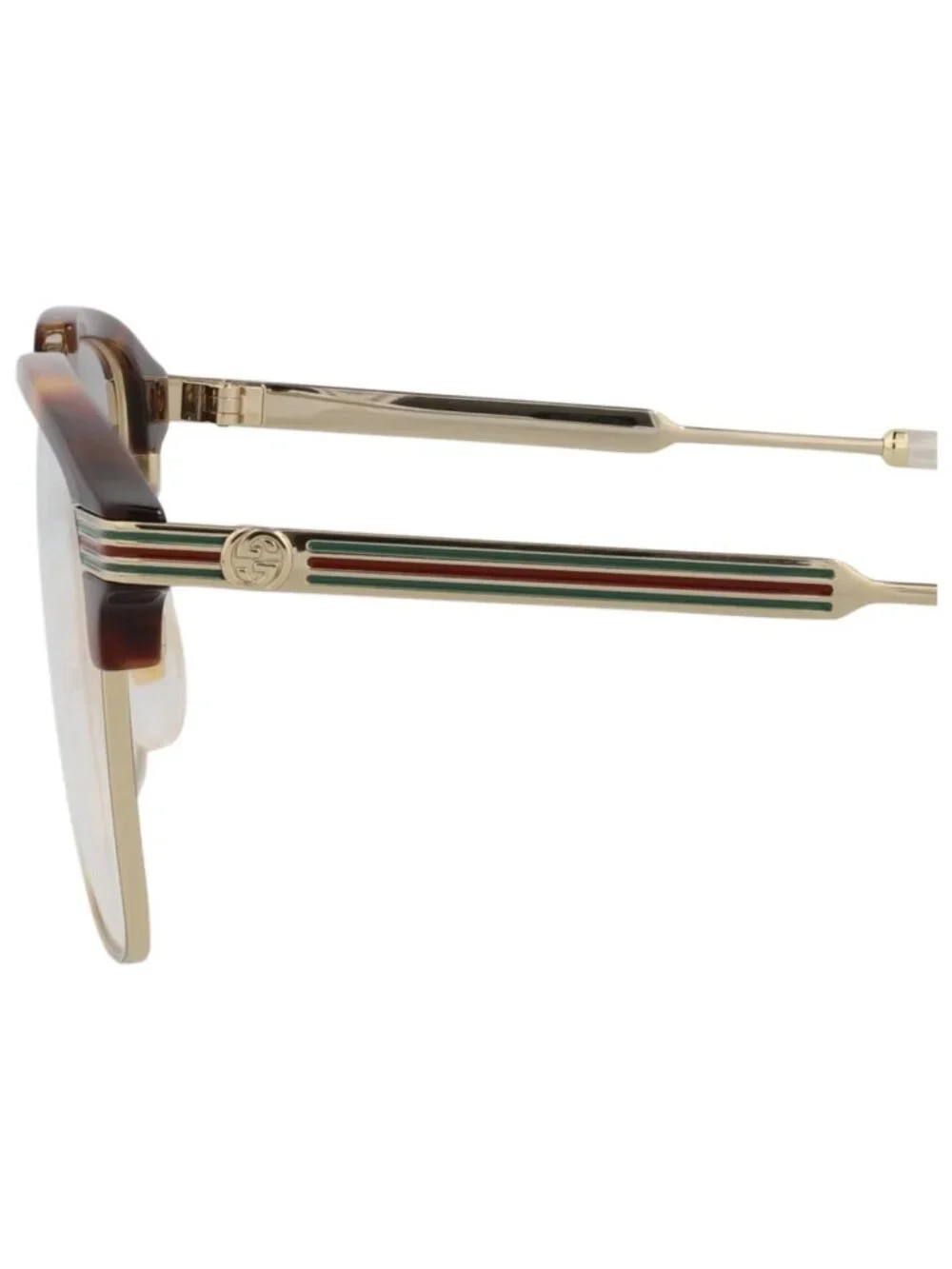 New Gucci Women's Eyeglasses Square Rectangle Metal Frame Mens Gold Gold